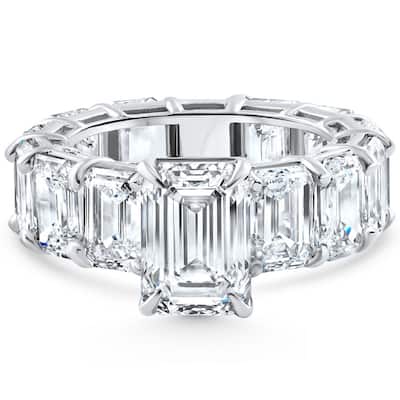 Certified 15.44Ct Emerald Cut Diamond Engagement Ring Gold Lab Grown