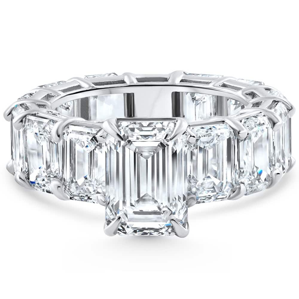 Certified 15.44Ct Emerald Cut Diamond Engagement Ring Gold Lab Grown