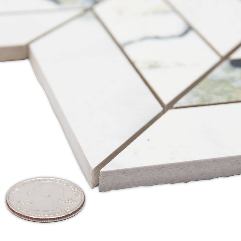 Merola Tile Touche Chevron Jade 11-3/4" x 12-1/4" Porcelain Mosaic Floor and Wall Tile - (1 Tile)