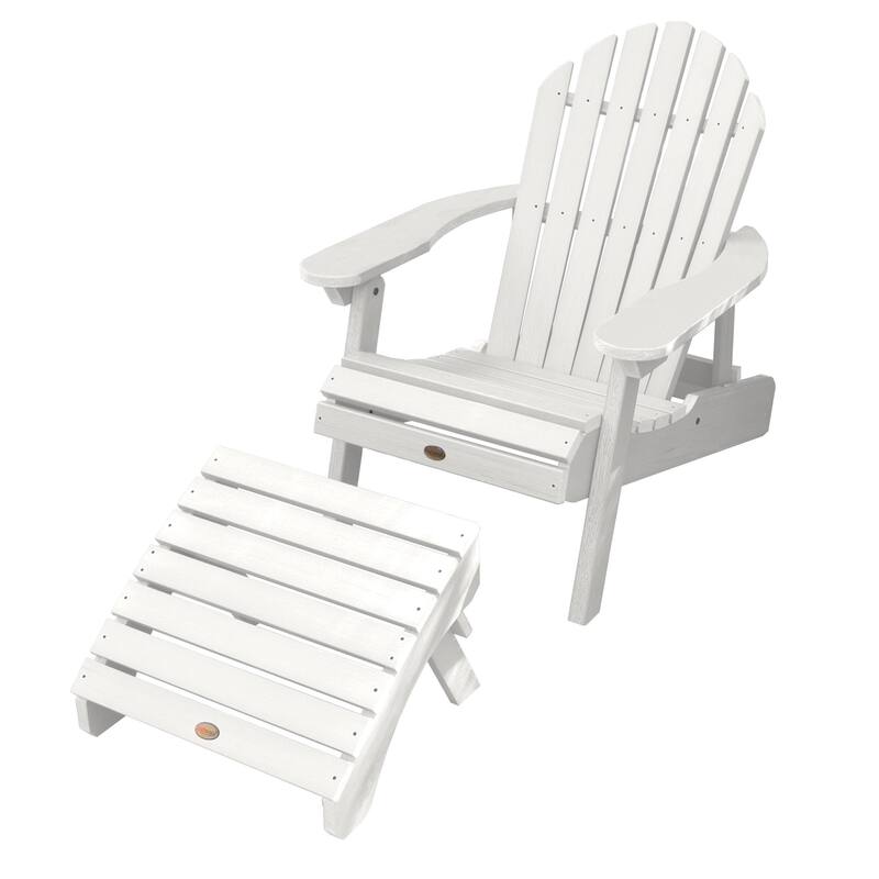 Mandalay Adirondack Chair and Folding Ottoman - White
