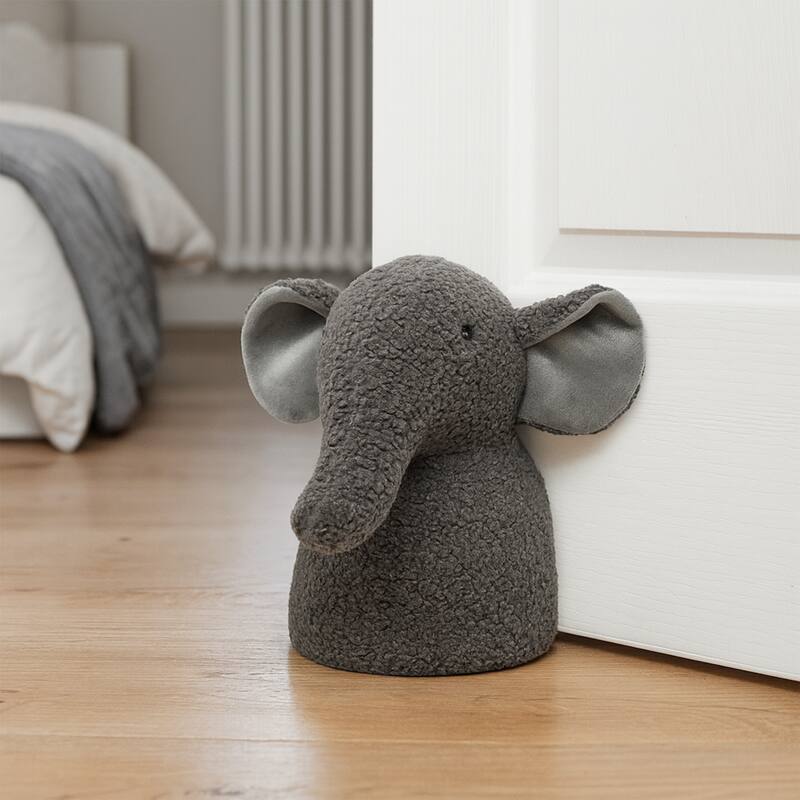 Decorative Elephant Door Stopper - Heavyweight 2.3 lb. Fabric Holder - 9"H x 7"L x 7.8"W