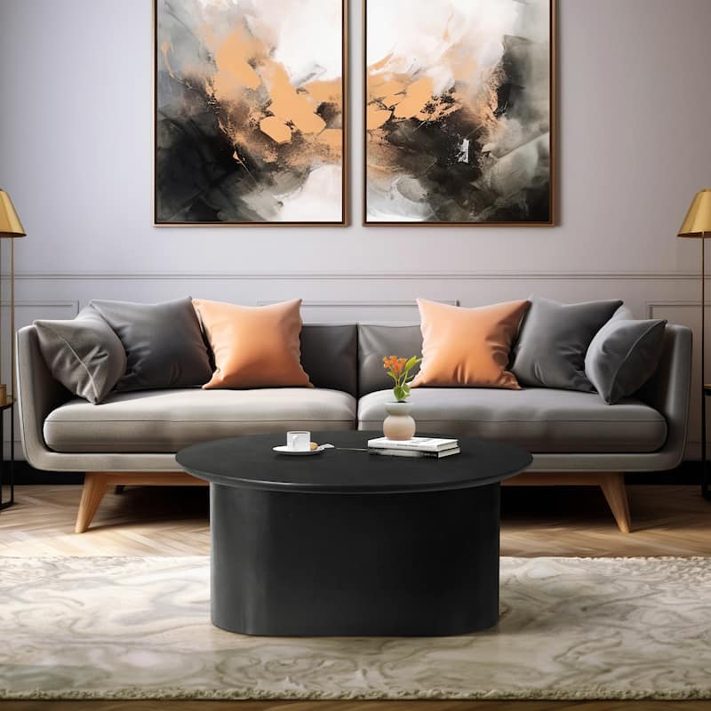 Sagebrook Home Modern Round Wood Black 32" Minimalist Coffee Table - 32" x 32" x 15" - 32" x 32" x 15" - Black - Wood