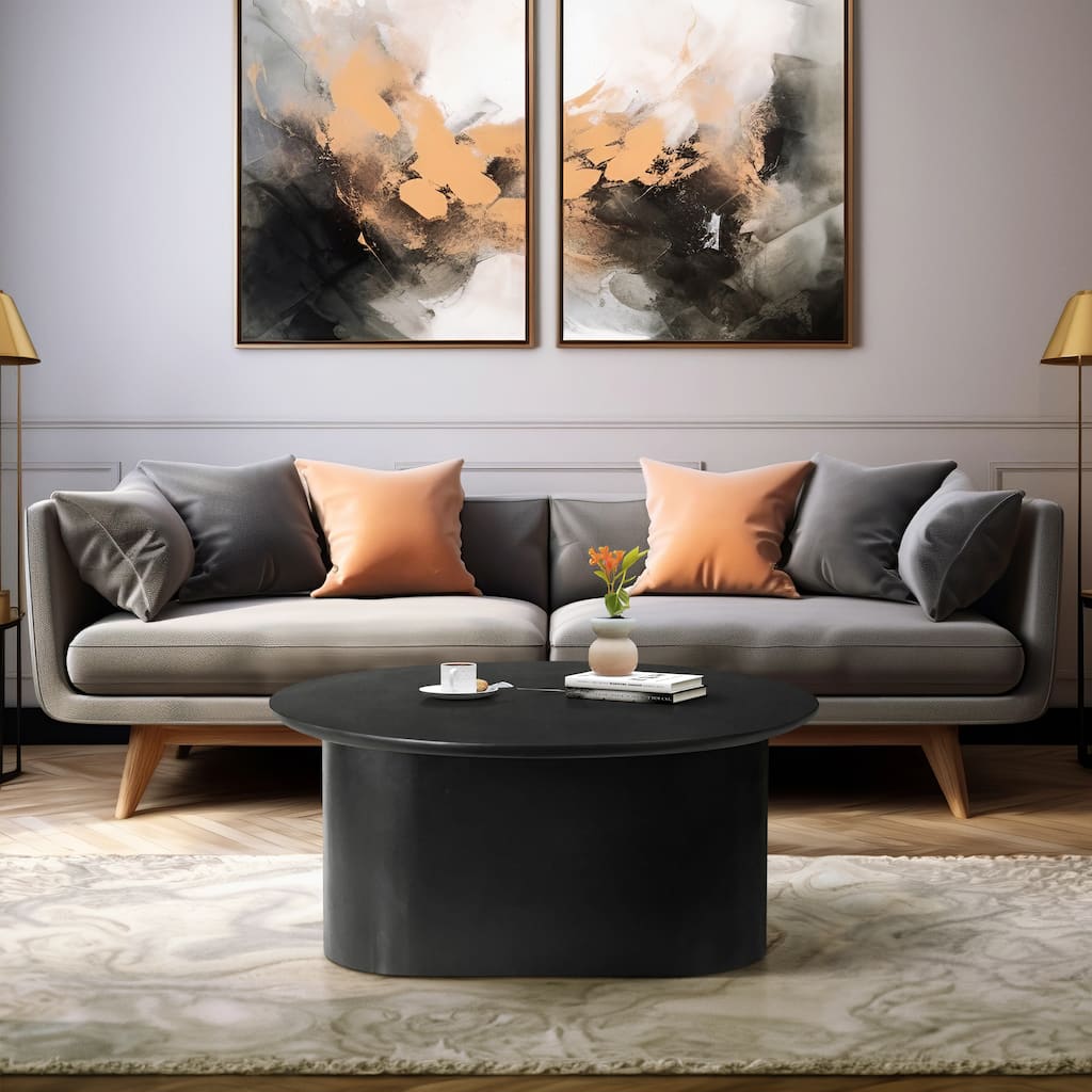 Sagebrook Home Modern Round Wood Black 32" Minimalist Coffee Table - 32" x 32" x 15"