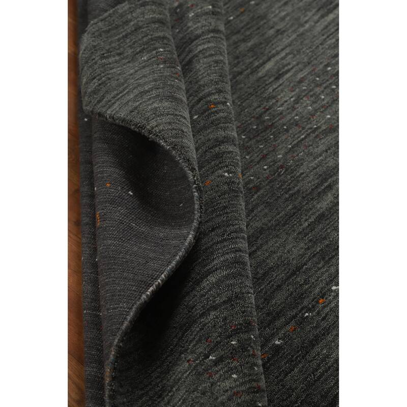 Hand Knotted Oriental 100% Wool Carpet Tribal Stripe Greys & Charcoal Gabbeh Area Rug - 6' 9'' X 6' 7''