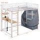 preview thumbnail 63 of 61, Loft Metal Bed with Desk,Shelves,Power Outlet,LED Light and Wardrobe