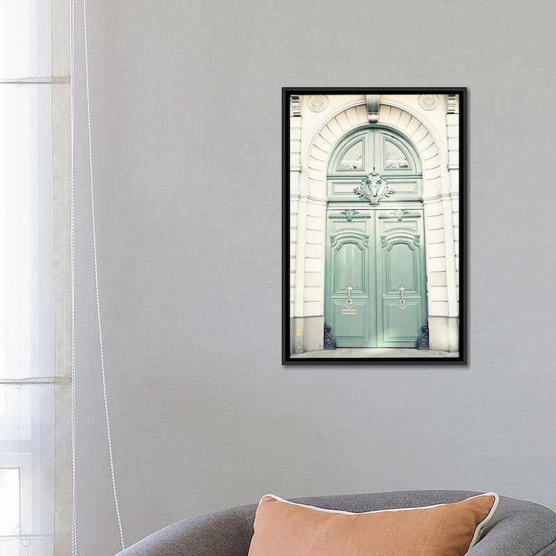 iCanvas "Paris Door, Mint" by Caroline Mint Framed