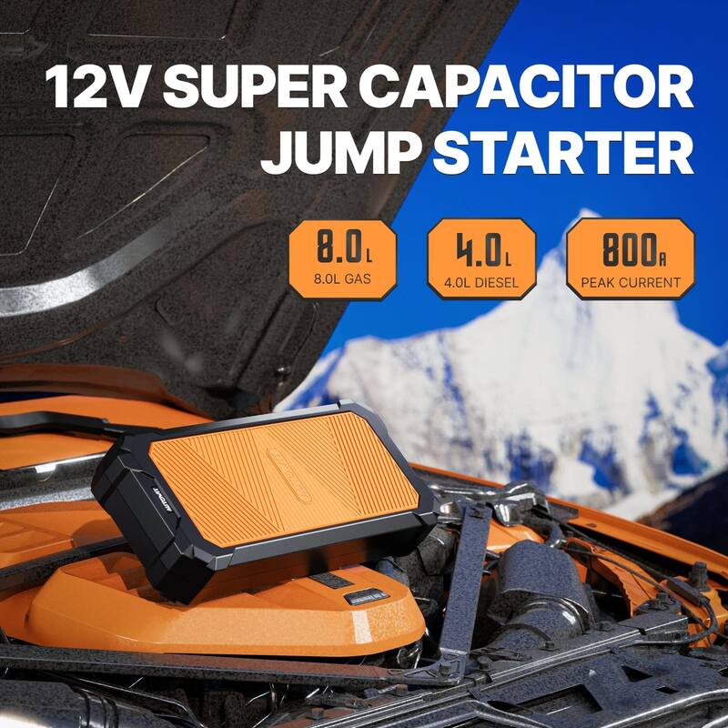 Super Capacitor Jump Starter, 12V Batteryless Jump Starter, 8.0 Gas&4.0