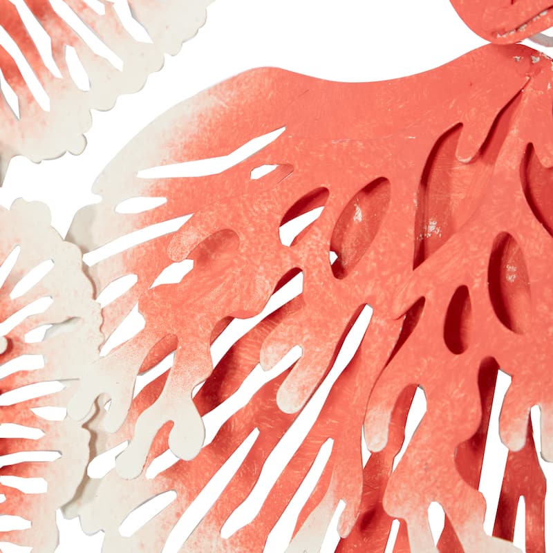 Orange Metal Floral Home Wall Decor