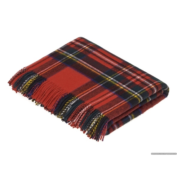 Royal Stewart Merino Lambswool Throw Blanket Made in UK On