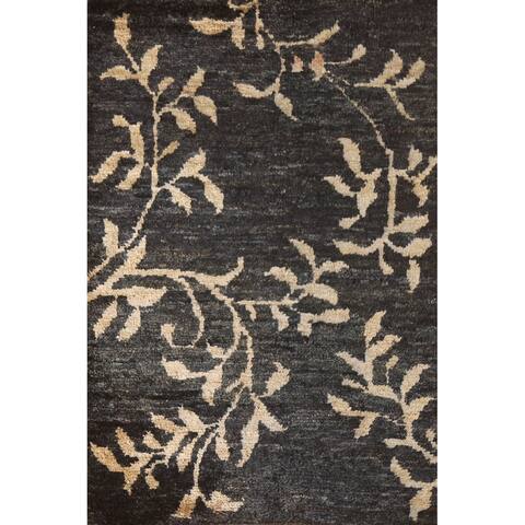 Contemporary Floral Area Rug Handmade Jute Carpet - 4'5"x 6'7"
