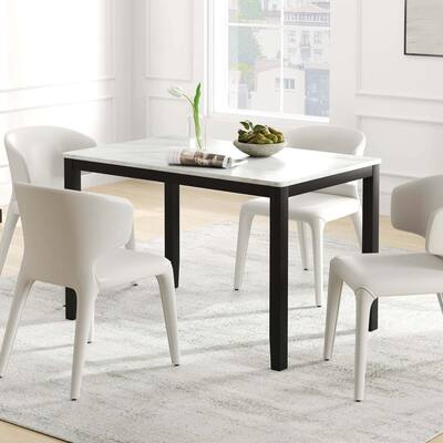 45" Rectangular Dining Table Compact Modern Kitchen Table - White + Black