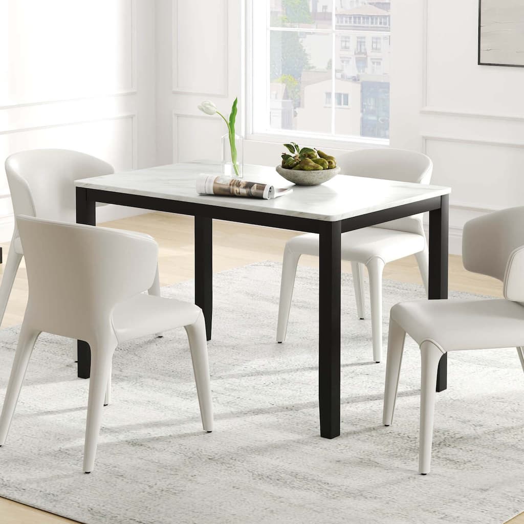 45" Rectangular Dining Table Compact Modern Kitchen Table - White + Black