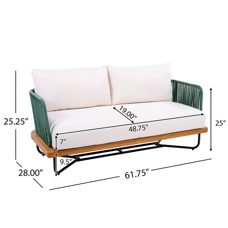 Christopher Knight Home - Evelyn Patio Outdoor Acacia Wood Rope Sofa Set