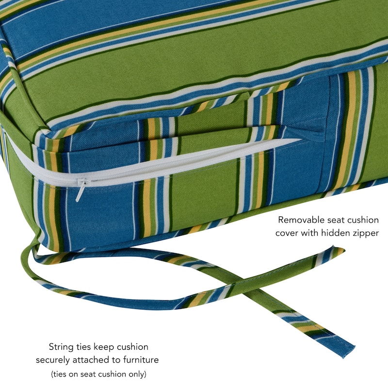 Cayman Stripe Outdoor 24-inch x 24-inch Premium Deep Seat Cushion Set (Cushions Only)