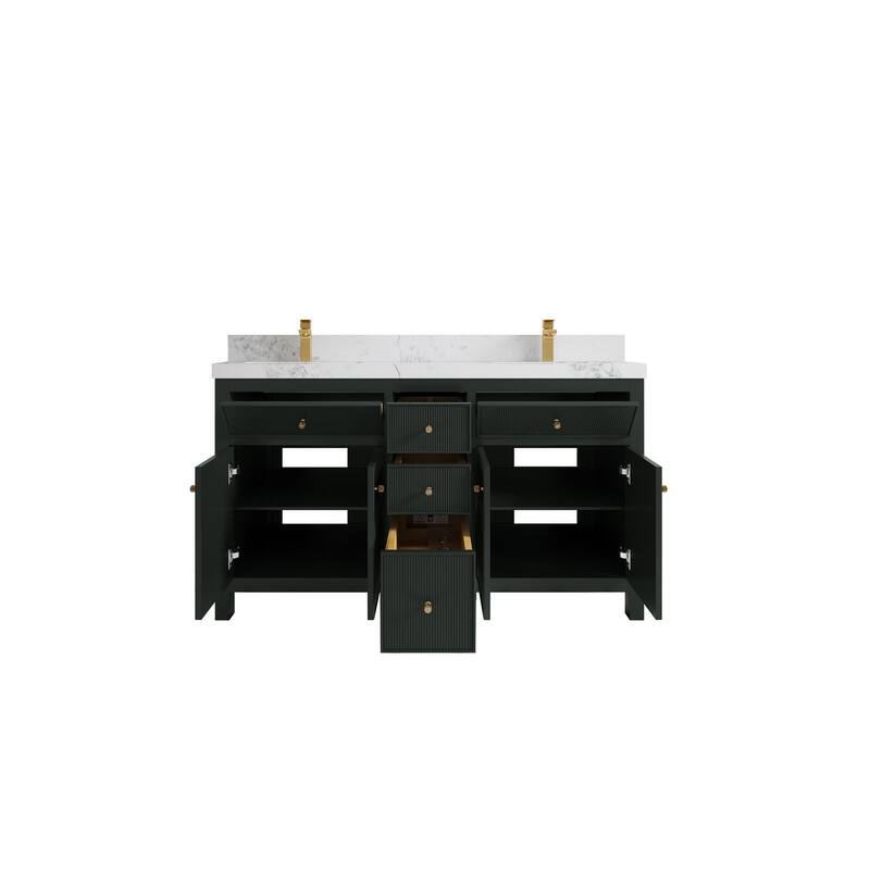 Willow Collections 60 in W x 22 in D Sonoma Free Standing Reeded Double Sink Bathroom Vanity with Countertop