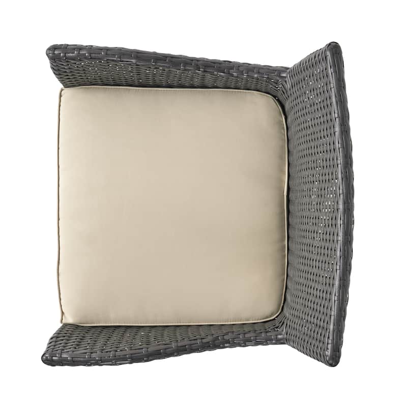Fairfax Outdoor Wicker Swivel Armed Cushion Barstool by Christopher Knight Home