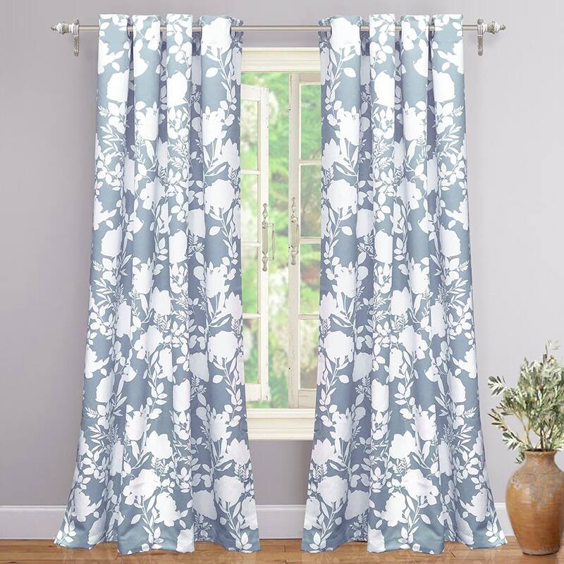 Porch & Den Nolana Floral Room-darkening Grommet Curtain Panel Pair
