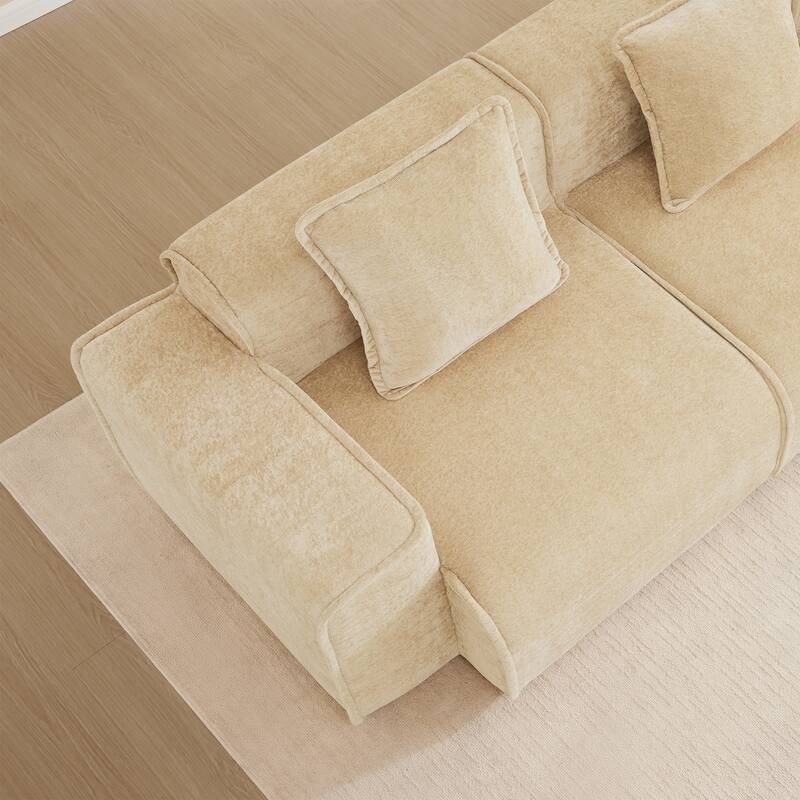 GDFStudio - Streamlined Velvet 3-Seater 108.66" U-Shaped Modular Boneless Sofa with 2 Ottomans