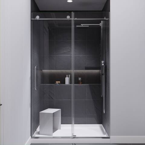 ANZZI Leon Polished Chrome 48" x 76" Frameless Sliding Shower Door