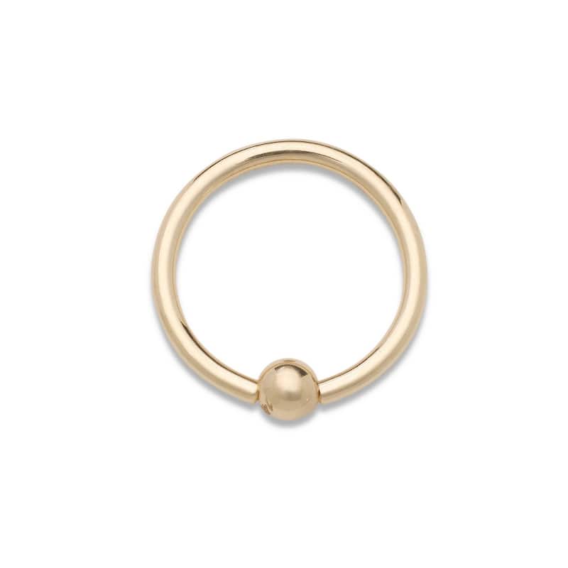 Curata Solid 14k Yellow or White Gold 16G Small 2mm Bead Hoop Lip Eyebrow Cartilage Tragus Nose Ring