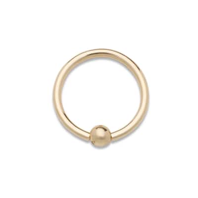 Curata Solid 14k Yellow or White Gold 16G Small 2mm Bead Hoop Lip Eyebrow Cartilage Tragus Nose Ring