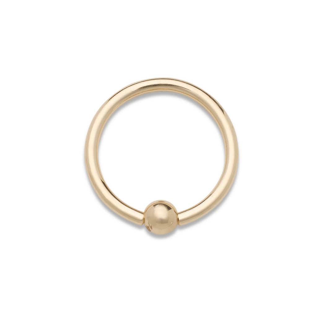 Curata Solid 14k Yellow or White Gold 16G Small 2mm Bead Hoop Lip Eyebrow Cartilage Tragus Nose Ring