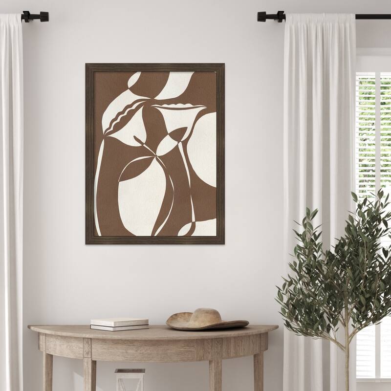 Bound By Beauty No. 3 by Shatha Al Dafai Wood Framed Wall Art Print - Woodgrain Stripe Chocolate