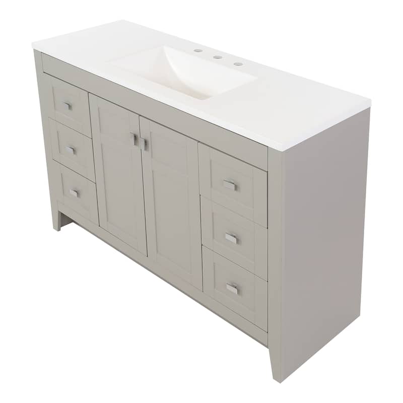 Spring Mill Cabinets Lonsdale 48.5" Bathroom Vanity With 6 Drawers and White Sink Top