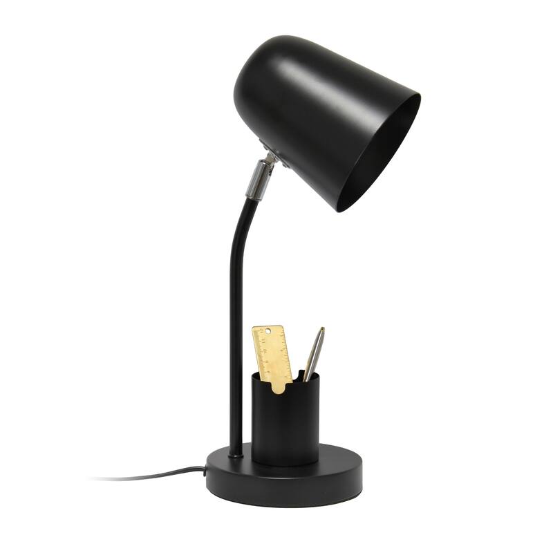 Adjustable Desk Lamp with Pen Holder - 15.75" - Black