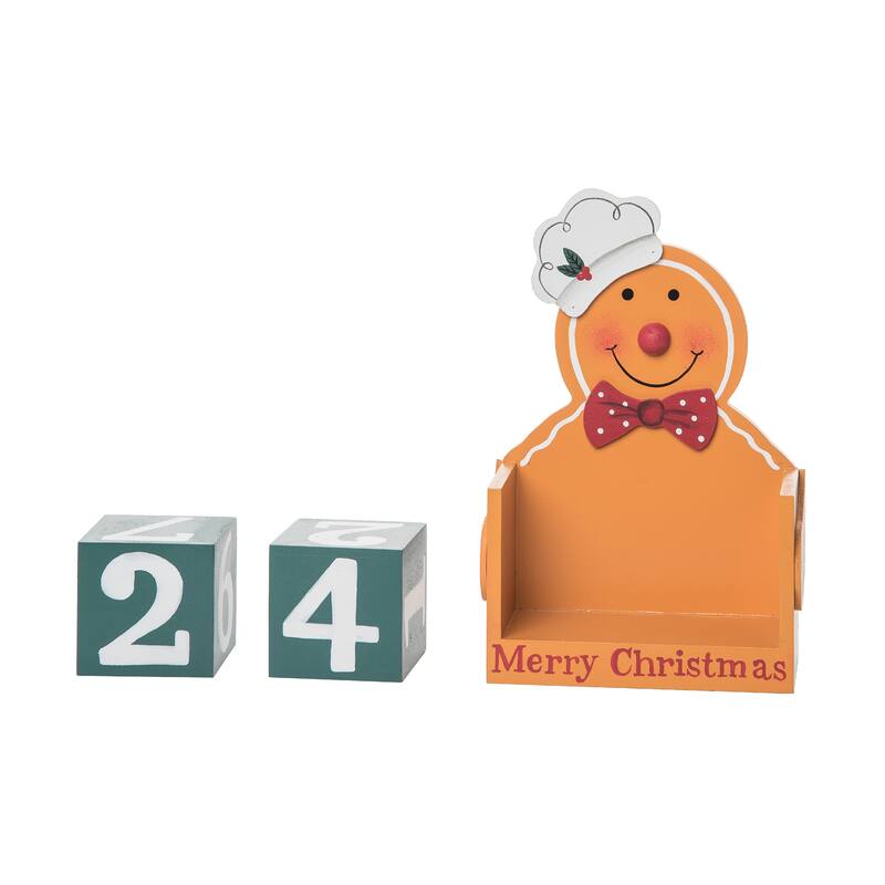 Transpac Wood 7.87 in. Multicolored Christmas Gingerbread Countdown, Set of 3 - Multi