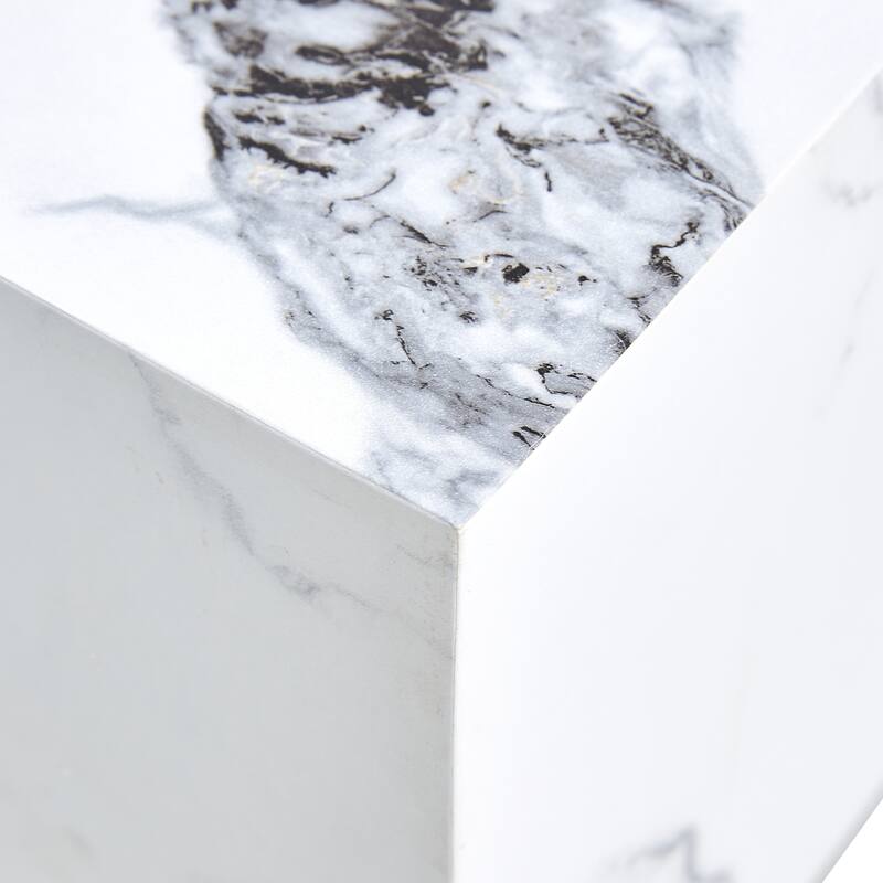 GDFStudio Alaric Wood Coffee Table with Marble Pattern