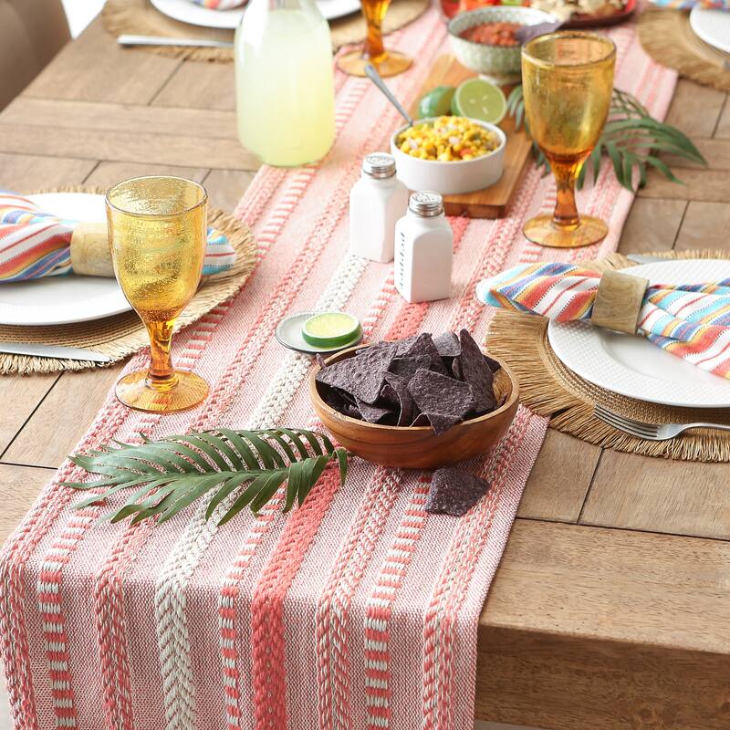DII Black Braided Stripe Table Runner