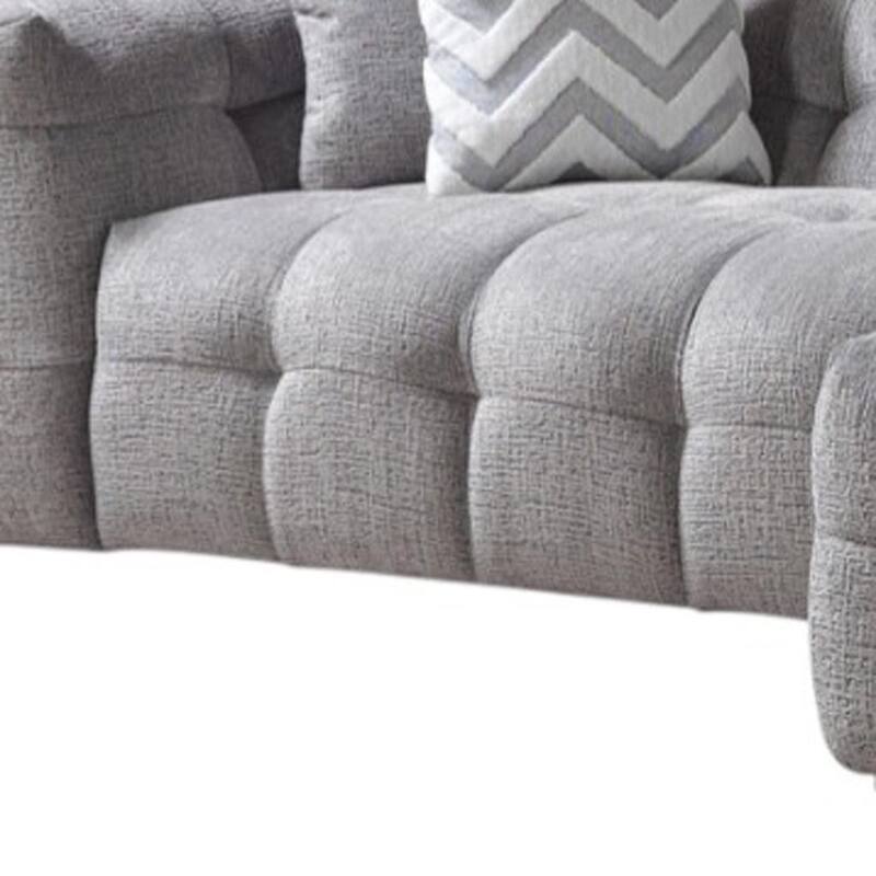 HomeRoots Light Gray Boucle L Shaped Two Piece Sofa and Chaise Sectional With Toss Pillows