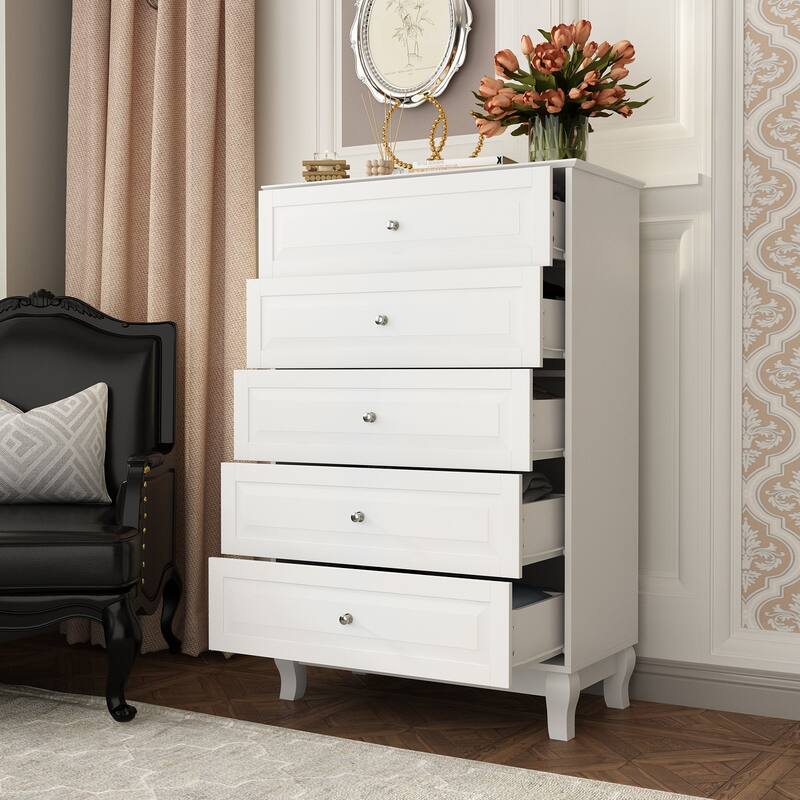 Timechee 5 Drawers Dresser Chests Chset of Drawers Organizer Lacquered