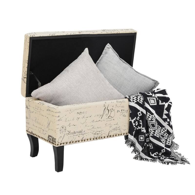 Adeco Storage Ottoman Bench Fabric Patterned Rectangular Toy Chests