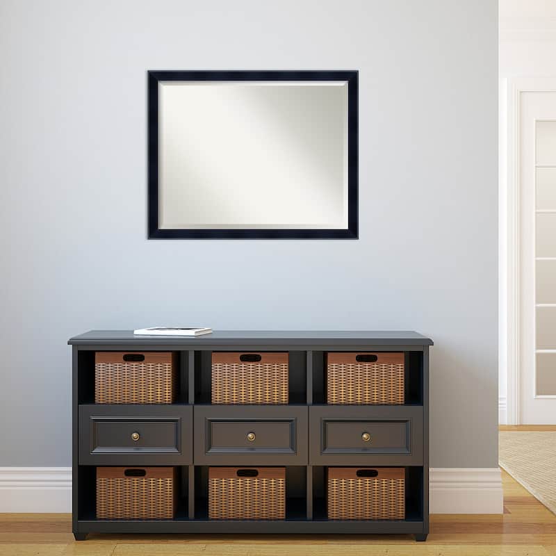 Beveled Wood Wall Mirror - Madison Black Frame - Outer Size: 30 x 24 in