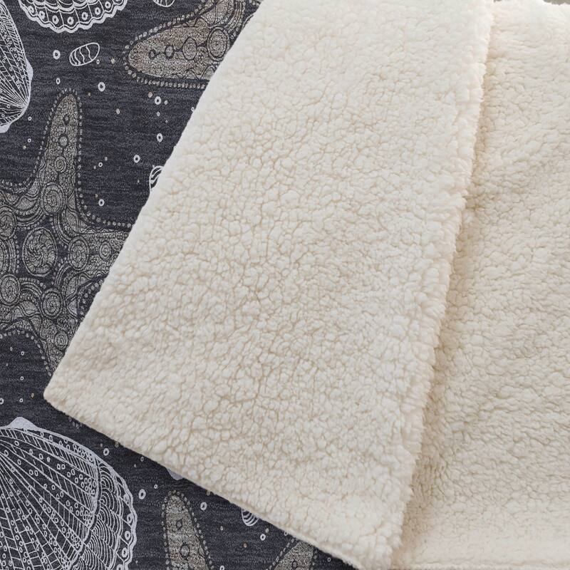 Premium Machine Washable ASB183 Coastal Starfish Sherpa Throw Blanket