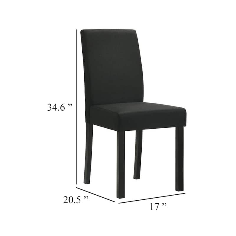 Syon Dining Chair Set of 4, Black Wood Frame, Fabric Seat and Backrest