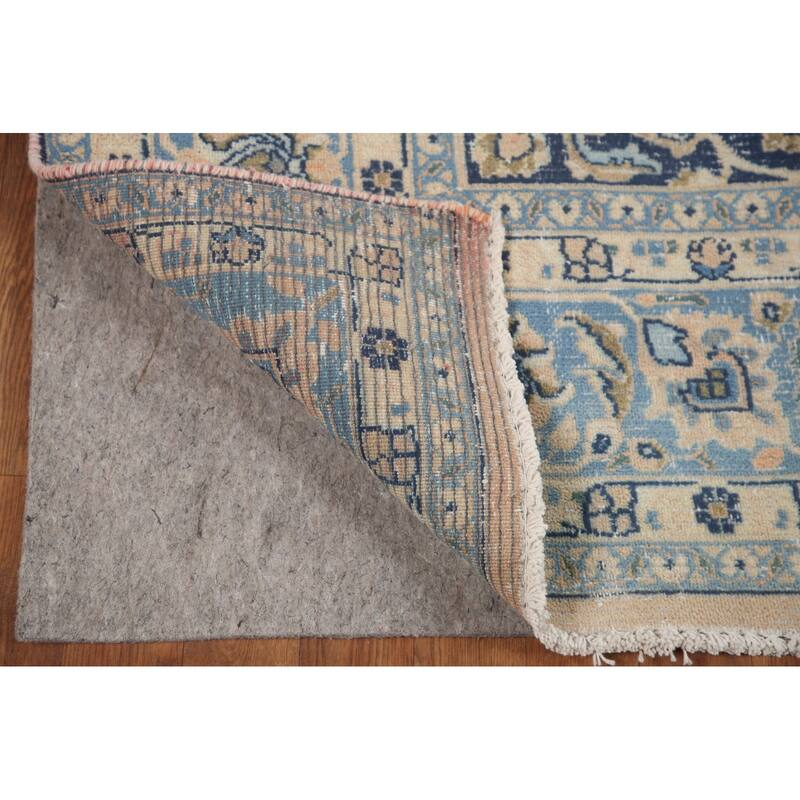 Hand Knotted Oriental 100% Wool Carpet Traditional Floral Peach Mashad Area Rug - 11' 6'' X 7' 11''