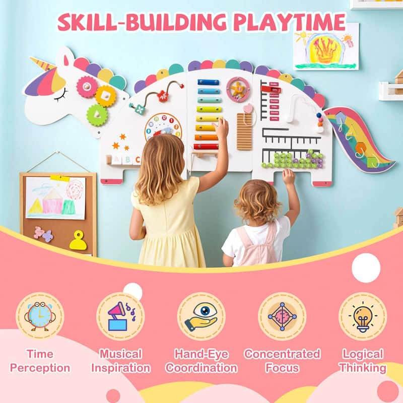 Costway 11-in-1 Unicorn Activity Wall Busy Board Panels for Education - See Details