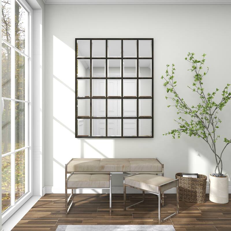 White Leather Glam Bench (Set of 3) - 48 x 18 x 21