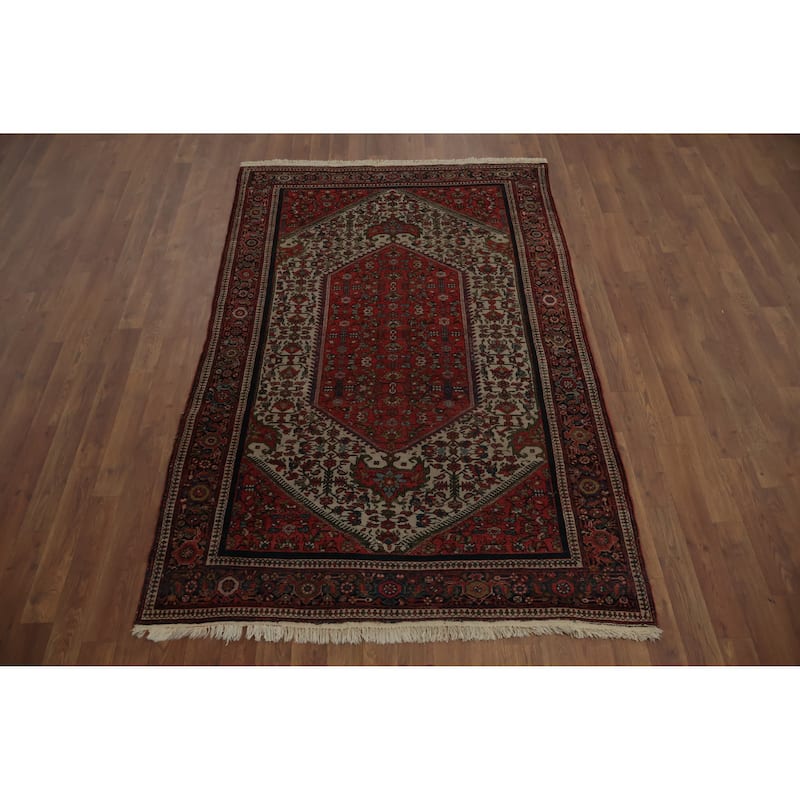 Hand Knotted Oriental 100% Wool Carpet Traditional Floral Beige & Ivories Sarouk (Farahan) Area Rug - 6' 5'' X 4' 2''