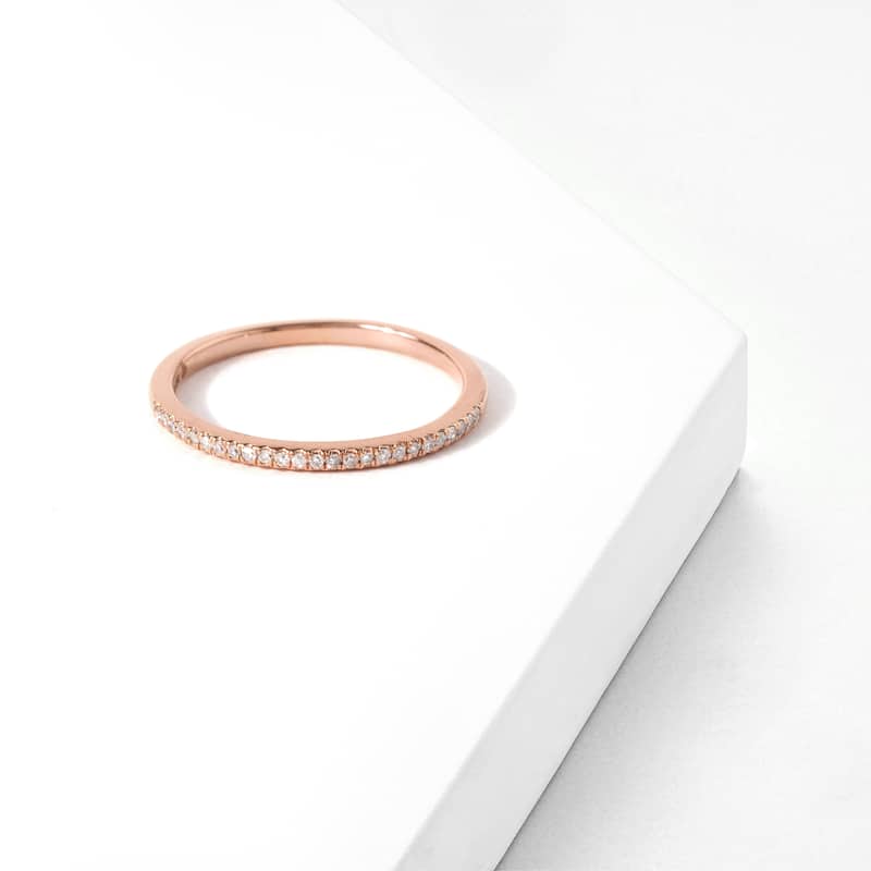 1/10ct TDW Diamond Studded Anniversary Band in 10K Rose Gold for Women
