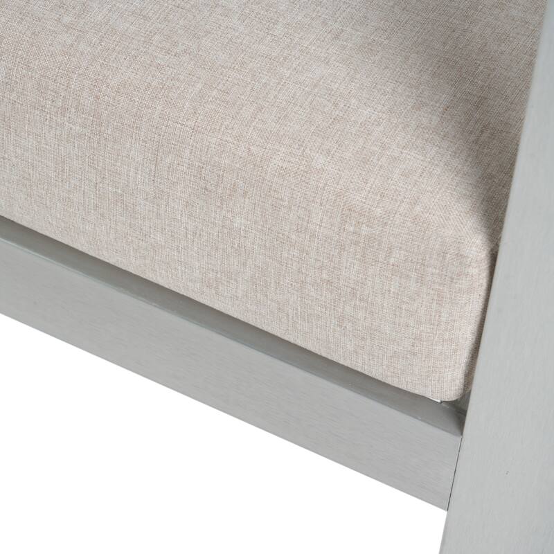 Roomfitters Cora Outdoor Aluminum Club Chairs with Olefin Fabric Cushions, Silver and Beige