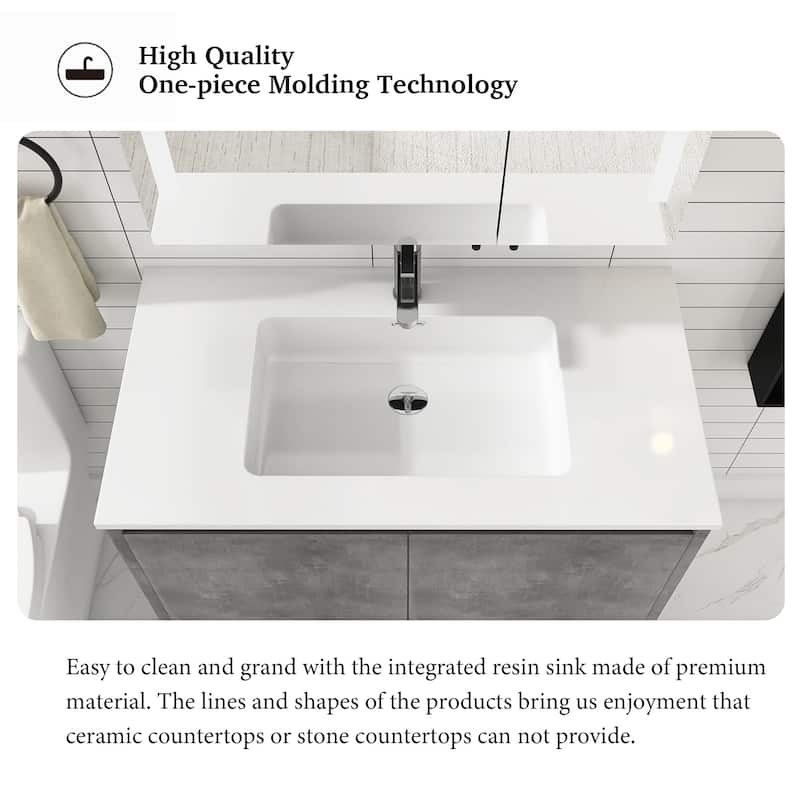 36-inch Freestanding Bath Vanity with Cultured Mable Top