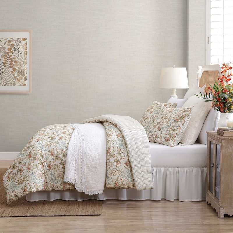 Laura Ashley Bramble Floral Cotton Reversible Comforter Set