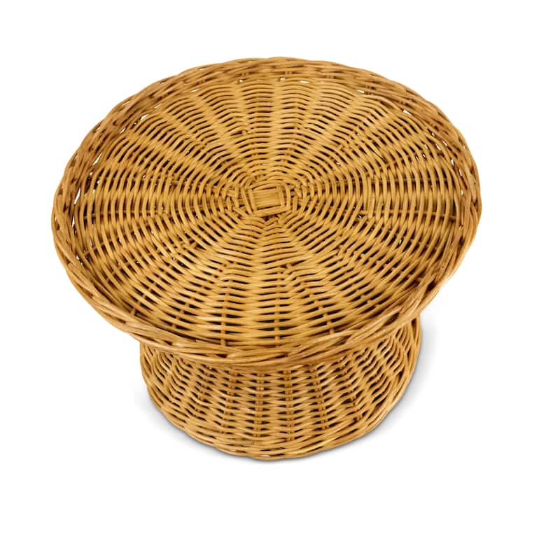12" Rattan Display Fruit Basket Dessert Cake Stand Bread Hand Woven Home Decor Handmade Countertop Centerpiece Round Wicker