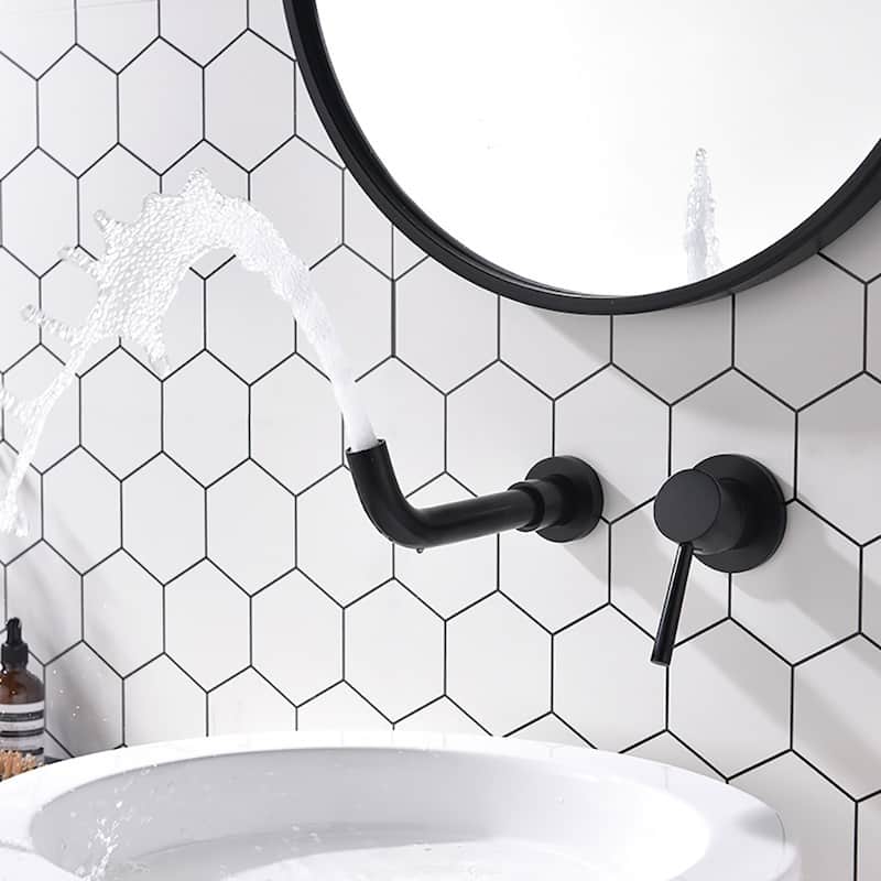 PROOX wall Mount matte Black Faucet single handle hole
