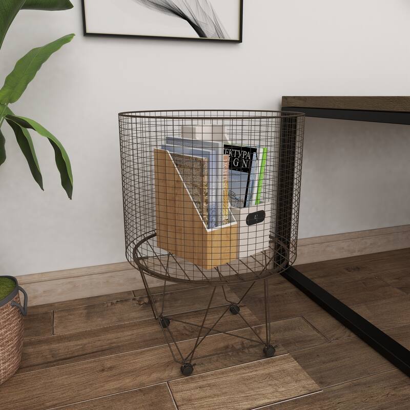 Bronze Metal Farmhouse Storage Cart with With Wheels