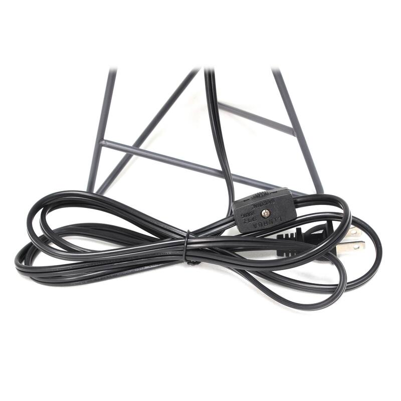 Open Wire Framed LED Table Lamp with Round Drum Shade - 14" - Gray